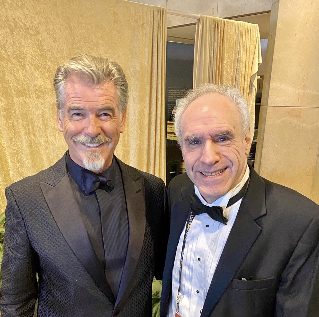 With Pierce Brosnan at The Golden Globe Awards